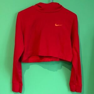 Nike Red Cropped Top with Orange Swoosh size medium